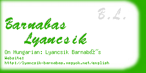 barnabas lyancsik business card